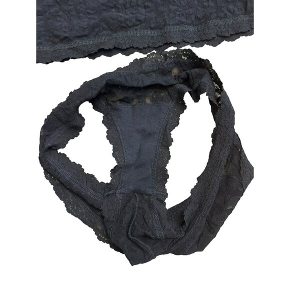 Hanky Panky Black Stretch Lace Lingerie Set Tank Top Boyshort Panty Camisole - Picture 4 of 4